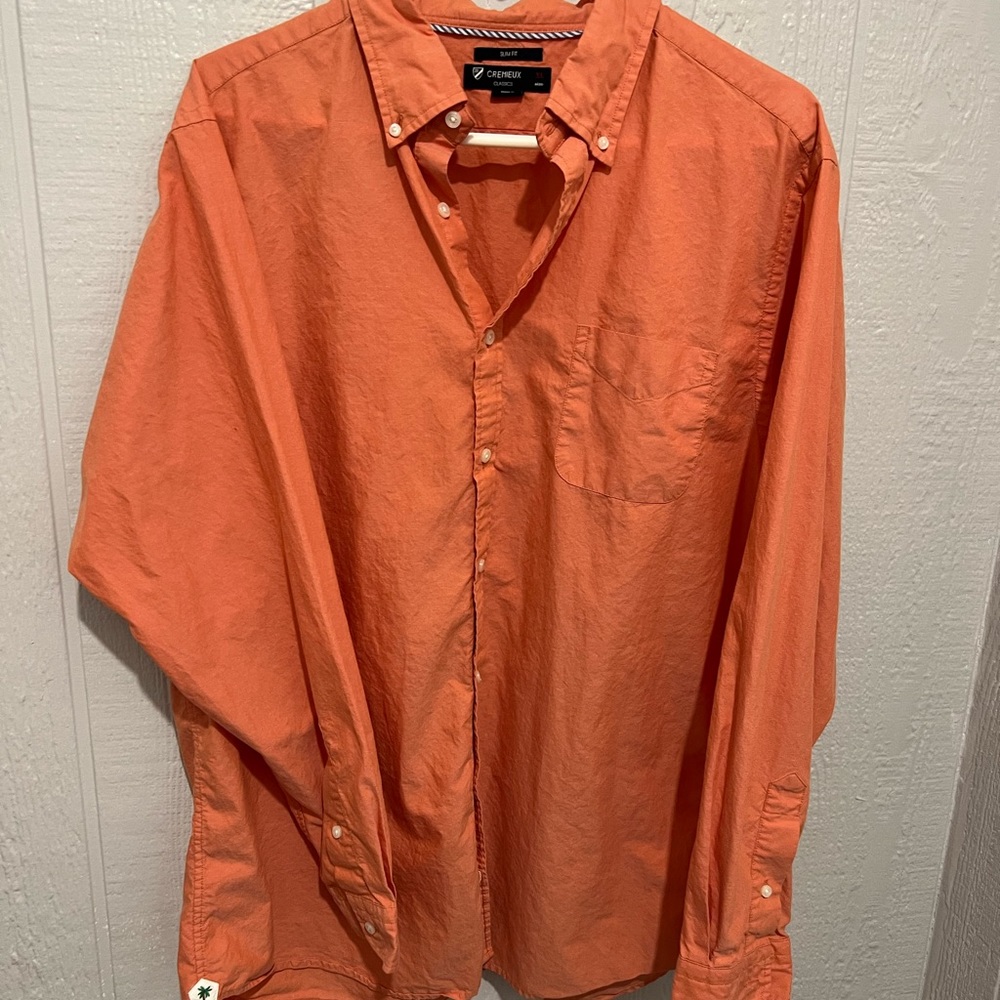 CREMIEUX classics slim fit size xl peach button up shirt